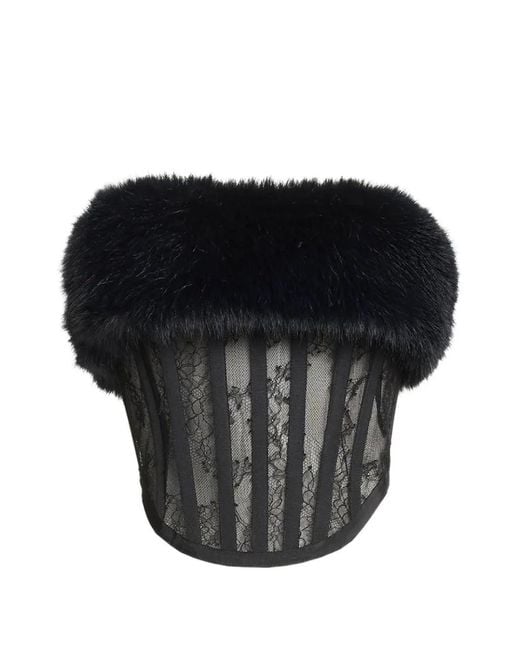 Elie Saab Black Corset Sans Manches En Dentelle