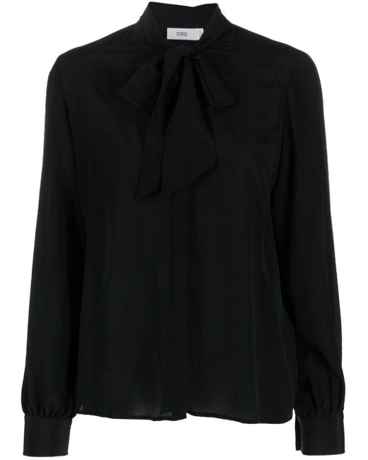 Closed Pussy-bow Silk Blouse in Black | Lyst