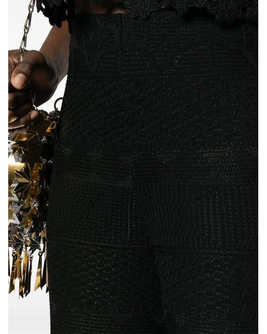 Maje Black Floral-appliqué Knitted Trousers