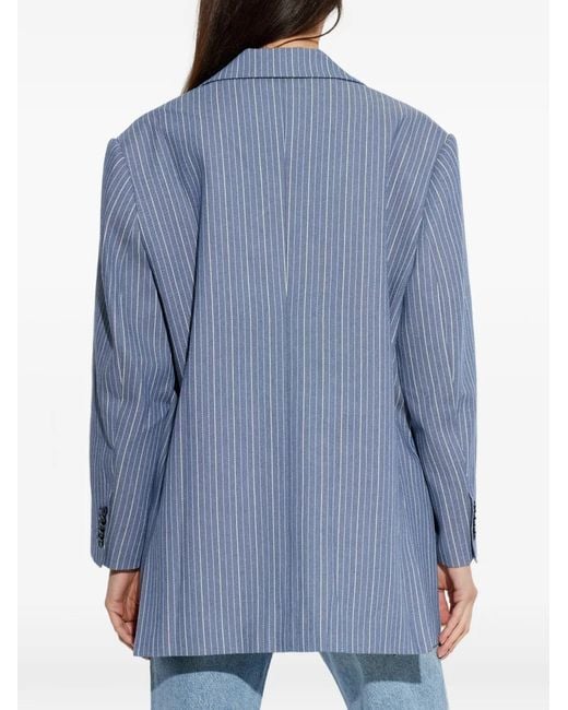 Munthe Blue Pinstripe Button Blazer