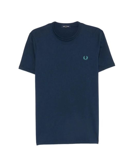 Fred Perry Blue Cotton T-Shirt for men