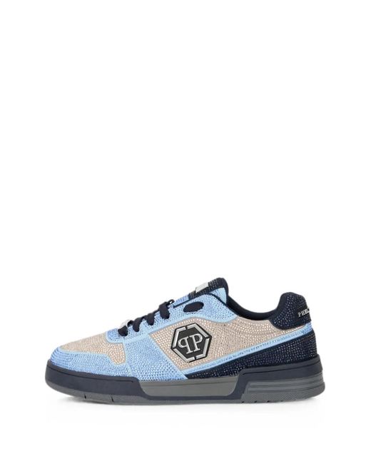 Philipp Plein Blue Low-Top Sneakers P-Force 78 Strass