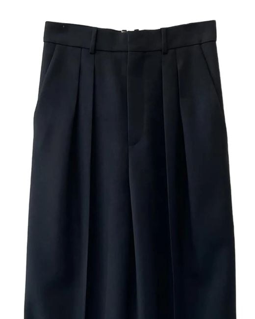 Saint Laurent Blue Pleated Straight Trousers