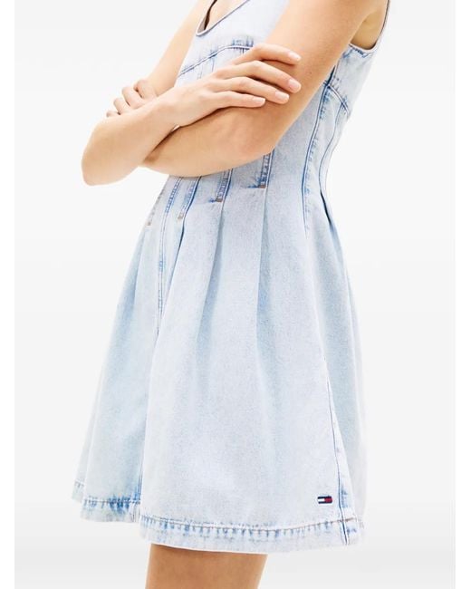 Tommy Hilfiger Blue Corset-Style Pleated Mini Dress