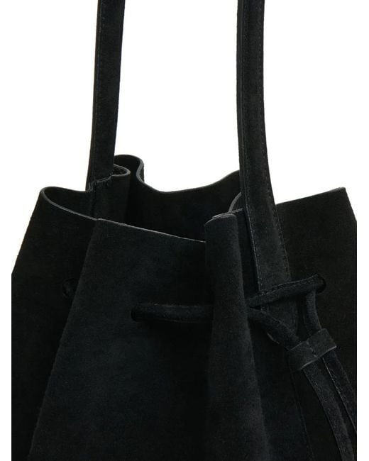 Mansur Gavriel Black Cabas Drawstring Bucket Bag