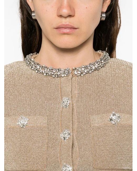 Self-Portrait Natural Embellished Ruffled Mini Dress
