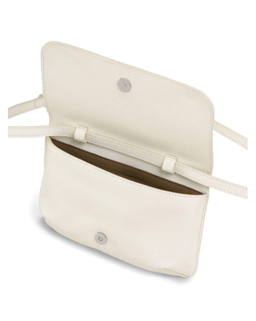 Marni White Logo-embroidered Leather Shoulder Bag