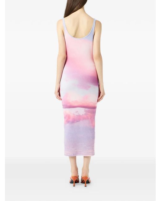 Blumarine Pink Robe Mi-Longue À Imprimé Graphique