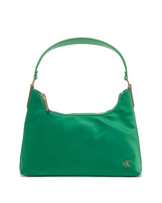 Calvin Klein Green Small Logo-Plaque Tote Bag
