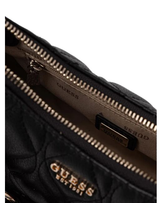Guess Black Maxine Quilted Braided-Handle Tote Bag