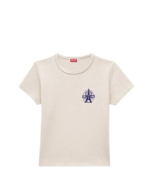 KENZO White Eiffel Tower-Print T-Shirt