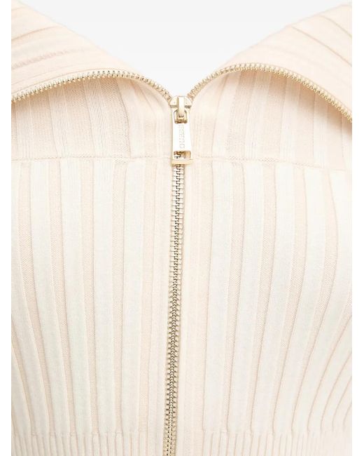 Guess White Off-Shoulder Zip Knitwear