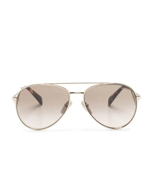 Prada Natural Enamel-Triangle Pilot-Frame Sunglasses