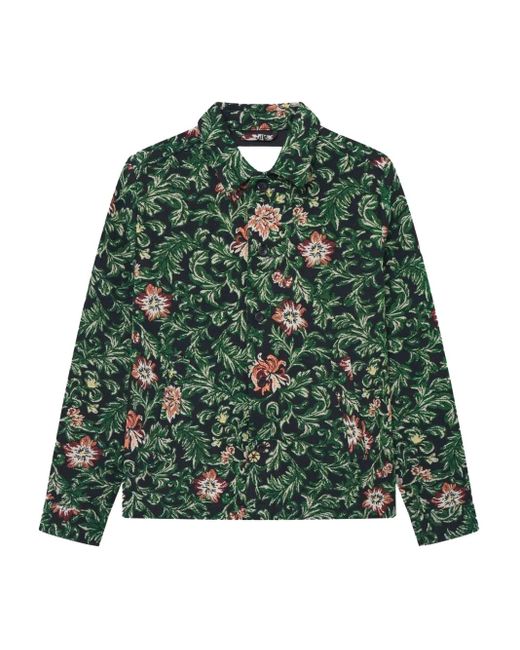 Les Deux Green Jaiden Floral-Jacquard Shirt Jacket for men