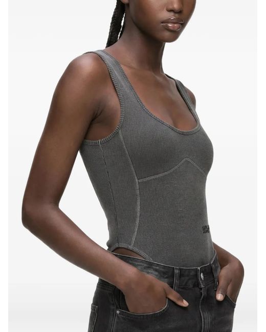 Karl Lagerfeld Gray Washed Bodysuit