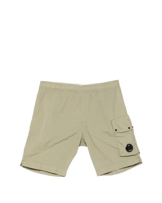 C P Company White Flatt Nylon Lens Cargo Swim Shorts for men