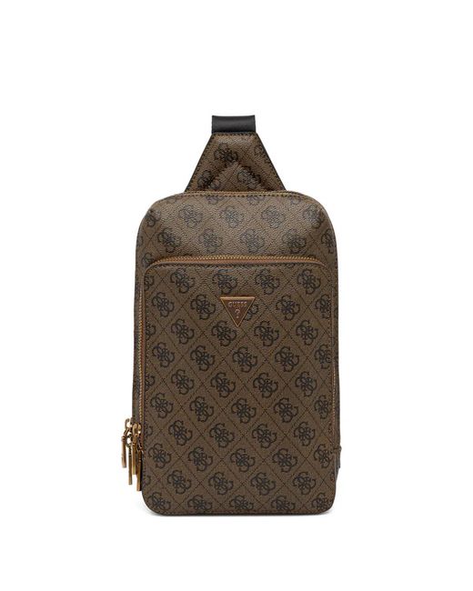 Guess Brown Mini Milano Zipped Backpack for men