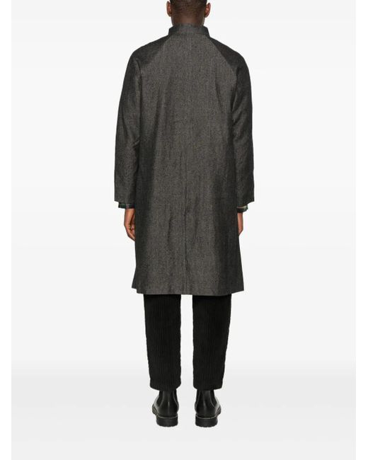 Individual Sentiments Gray Single-Breasted Collarless Coat for men