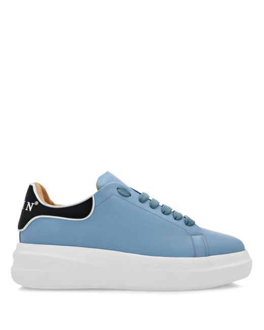 Philipp Plein Blue Leather Low-top Sneakers