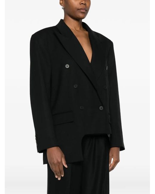 MEDEA Black Asymmetrical Double-Breasted Blazer
