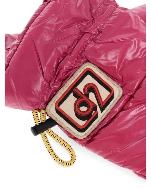 DSquared² Pink Quilted Padded Ski Gloves
