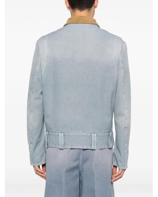 Marni Blue Contrast-Collar Zip-Fastening Jacket for men