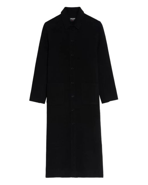 Zadig & Voltaire Black Patch-Pocket Single-Breasted Coat