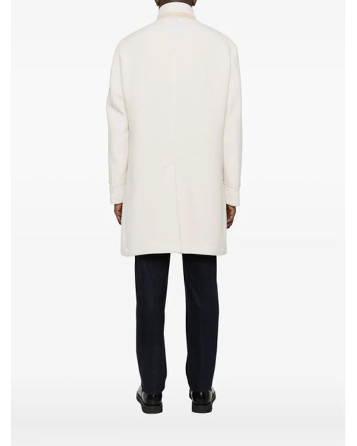 Eleventy White High-Neck Buttoned Coat for men