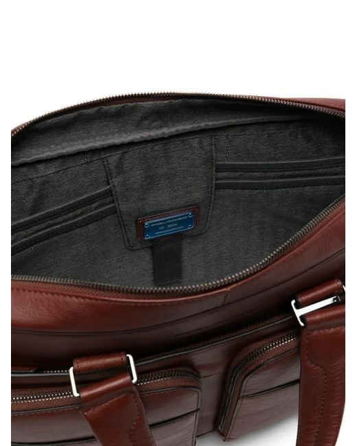 Piquadro Brown Multi-Pocket Briefcase for men