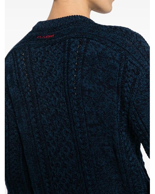 Marni Blue Cable-Knit Cotton Jumper for men