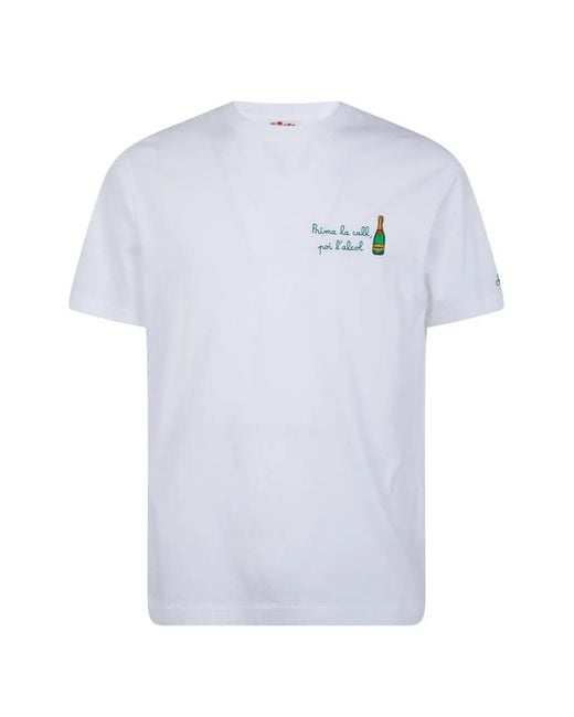 Mc2 Saint Barth White Embroidered Cotton T-Shirt for men