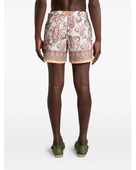 Etro Red Polyester Swim-Trunk Roma for men