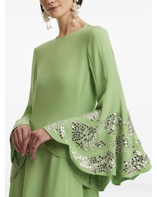 Oscar de la Renta ベルスリーブ マキシドレス Green