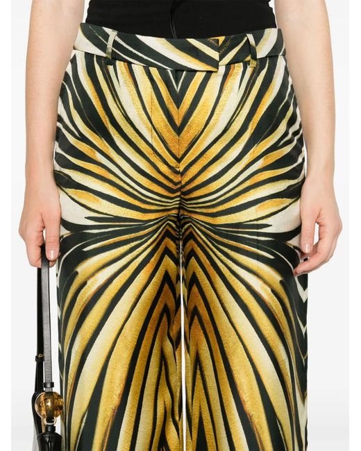 Roberto Cavalli White Ray Of Silk Palazzo Pants