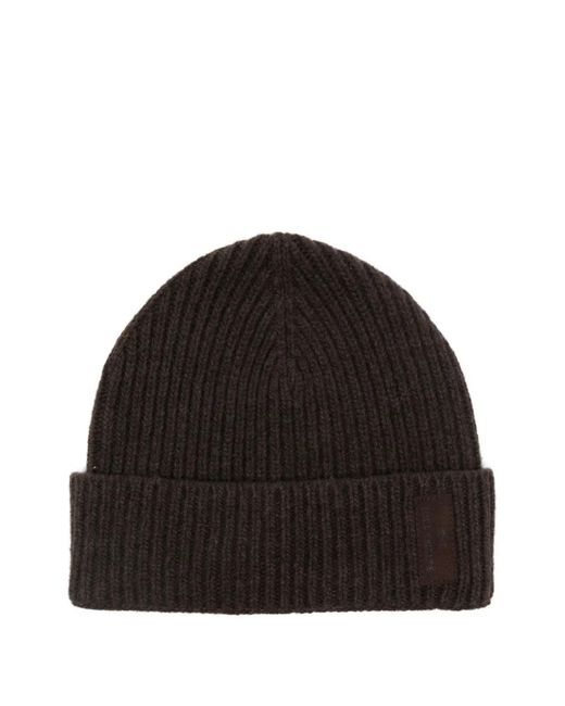 Paul & Shark Black Ribbed Wool Beanie for men
