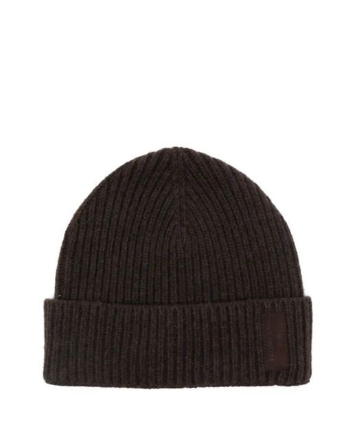 Paul & Shark Black Ribbed Wool Beanie for men