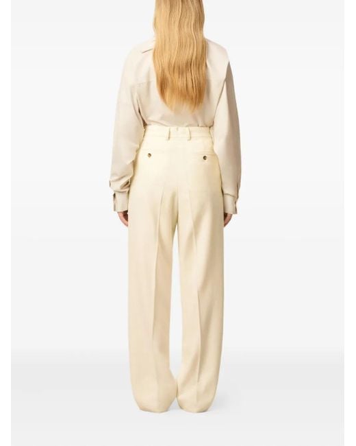 AMI Natural Wool Large-Fit Trousers