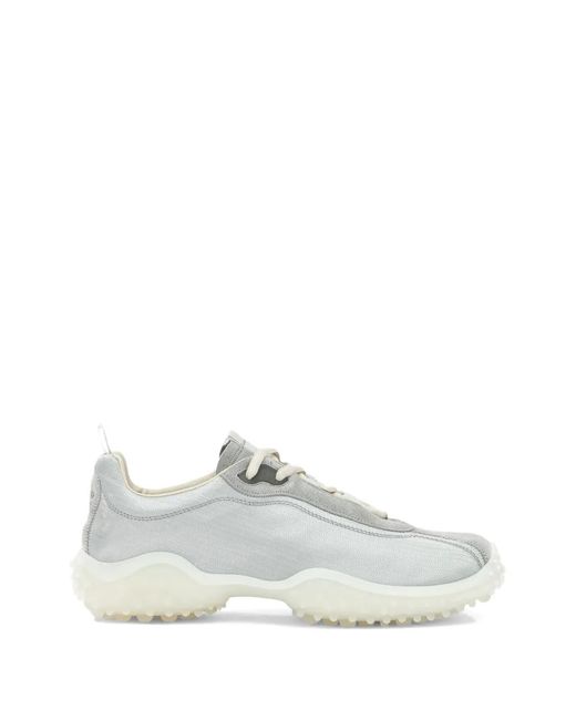 Miu Miu White Bubble Technical Fabric And Suede Sneakers
