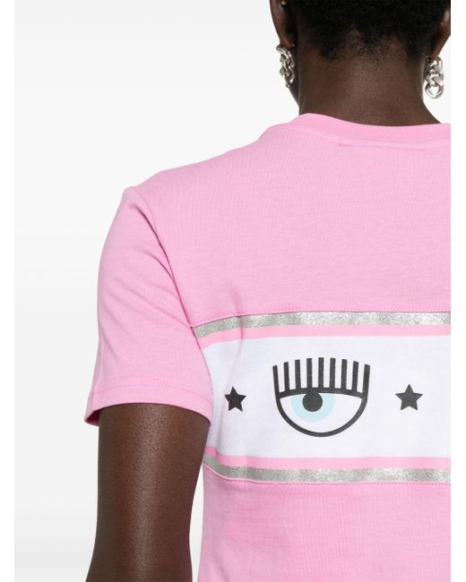 Chiara Ferragni Pink T-Shirt mit Maxi Logomania-Print