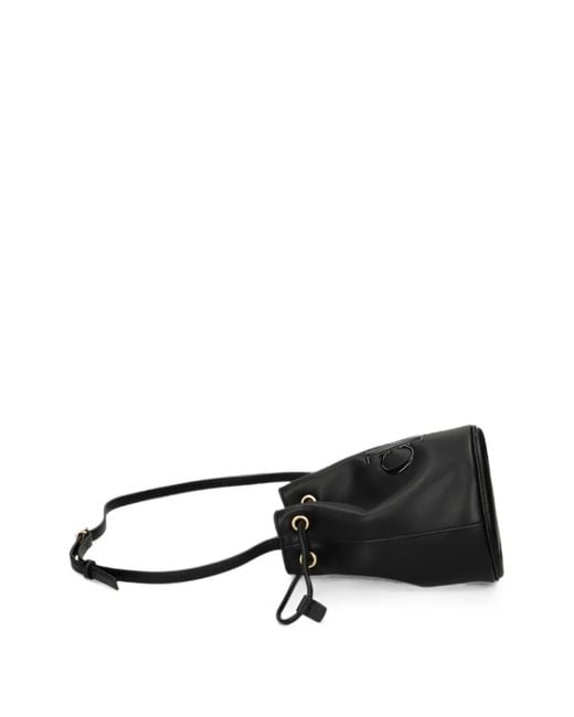 Calvin Klein Black Small Logo-Plaque Bucket Bag
