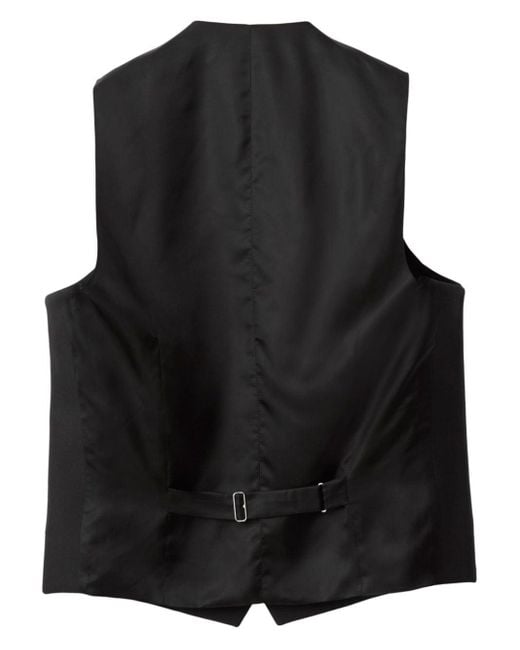 Burberry Black Wool-silk Blend Waistcoat for men