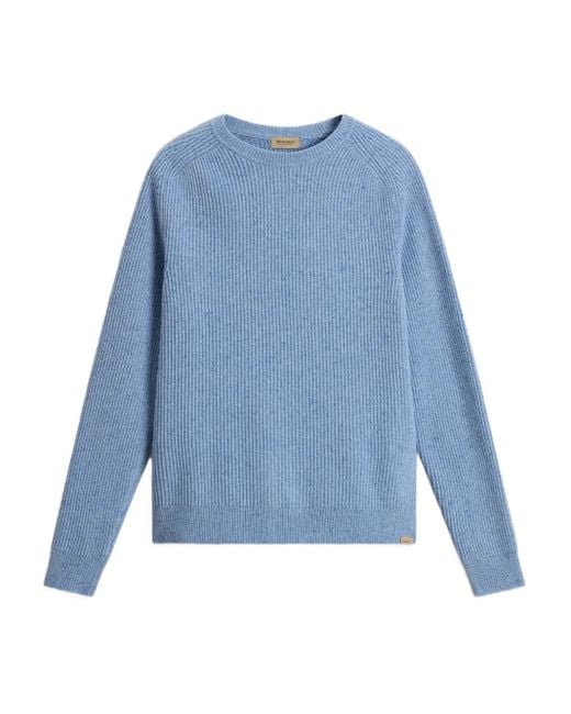Woolrich Blue Rib-Knit Crew-Neck Sweater for men