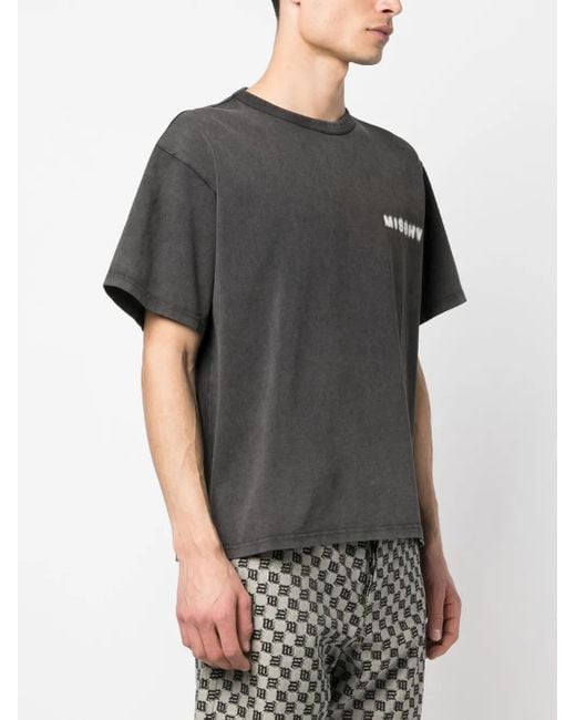 M I S B H V Black Logo-Print Cotton T-Shirt for men
