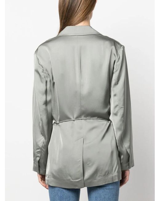 Vince Gray V-Neck Double-Breasted Blazer