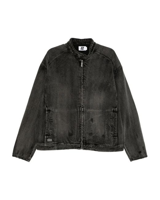 Izzue Black Denim Biker Jacket for men
