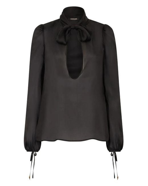 Roberto Cavalli Black Silk Blouse