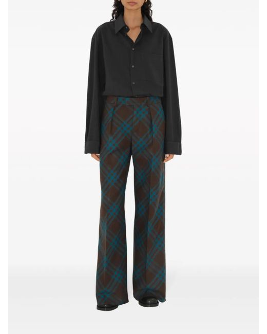 Burberry Green Wool Tailored Trousers
