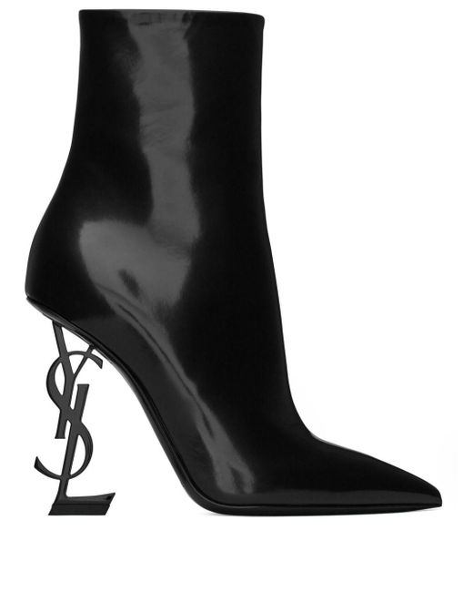 Saint Laurent Black Opyum Leather Ankle Boots