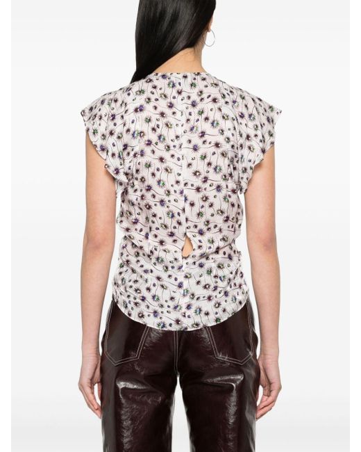 Isabel Marant White Lonea Abstract-print Top