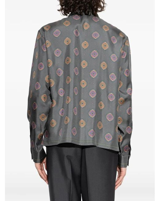 Versace Gray Chemise Imprimée En Soie for men